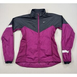 Vintage Nike Running Jacket Women's Small Purple‎ Black Full Zip Windbreaker